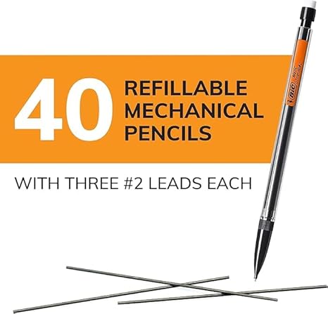 BIC Xtra Smooth Mechanical Pencil with 0.7 mm Medium Point, Refillable and Retractable, 40-Count Pack