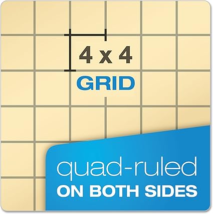 Ampad Computation Book, 4x4 Quad Ruled, 76 Sheets, 11-3/4" x 9-1/4"