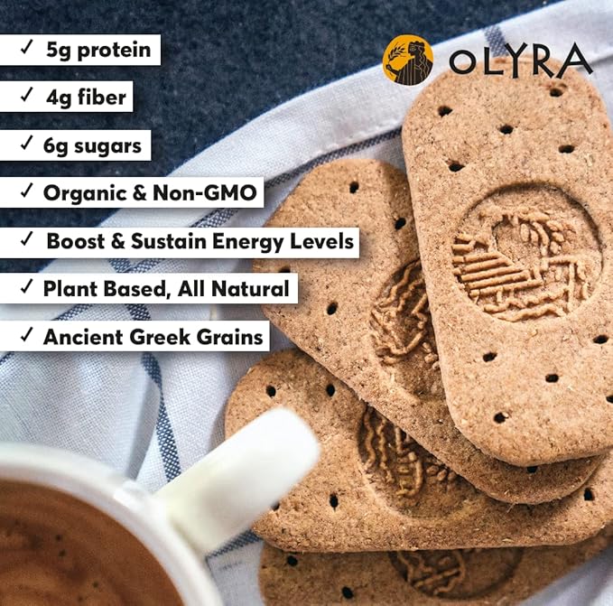Olyra Organic Breakfast Biscuit Sandwiches | Greek Yogurt Blueberry | Kids Healthy Snacks, Low-Sugar, High Fiber | 4 Count (Pack of 1)