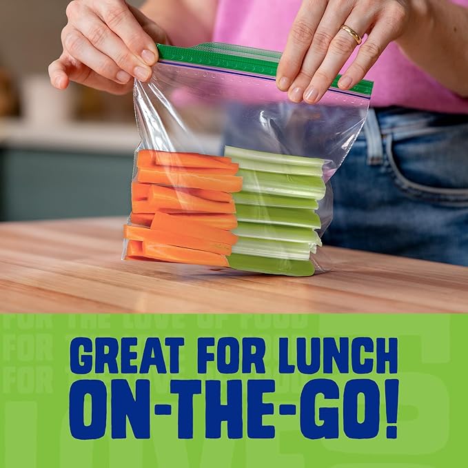 Ziploc Sandwich and Snack Bags with EasyGuide Texture, Plastic Storage Bags with Grip 'n Seal Technology, 105 Bags Total
