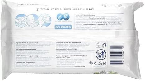Natracare Organic Cotton Baby Wipes 50 ct (6-Pack)