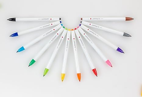 Zebra Pen ClickArt Retractable Marker Pen, Fine Point, 0.6mm, Assorted Colors, 12-Pack (69012)