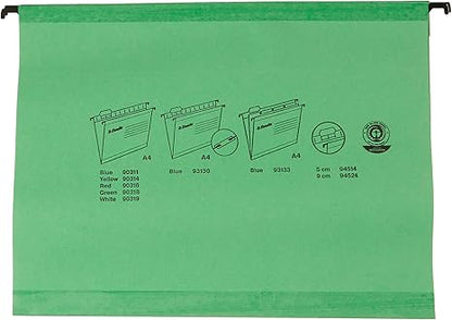 Esselte Classic Reinforced Suspension File, A4, Pack of 25, Tabs Included, Green, 90318