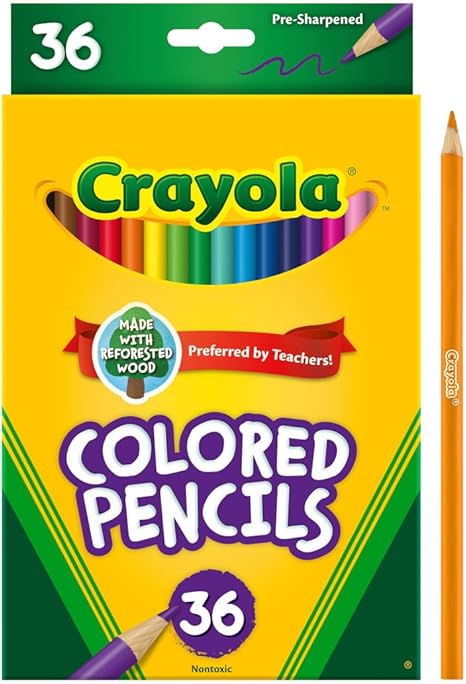 Crayola Colored Pencils (36ct), Kids Pencil Set, Back to School Essentials, Must Have Classroom Supplies for Kids, Pre-Sharpened Coloring Book Pencils, 3+