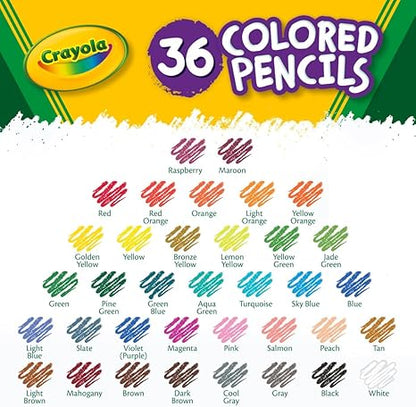 Crayola Colored Pencils (36ct), Kids Pencil Set, Back to School Essentials, Must Have Classroom Supplies for Kids, Pre-Sharpened Coloring Book Pencils, 3+