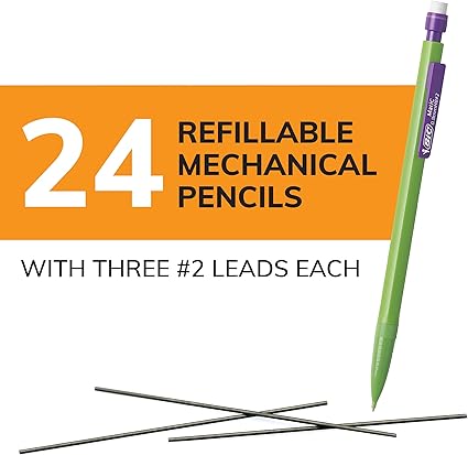 BIC Xtra Strong Mechanical Pencils with Erasers, Thick Point (0.9mm), 24-Count, Mechanical Pencils for School or Office Supplies