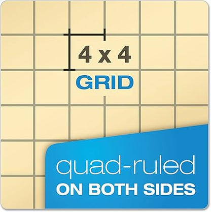 Ampad Computation Book, 4x4 Quad Ruled, 76 Sheets, 11-3/4" x 9-1/4"