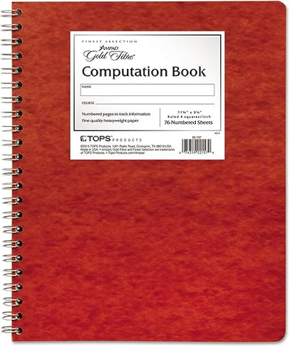 Ampad Computation Book, 4x4 Quad Ruled, 76 Sheets, 11-3/4" x 9-1/4"