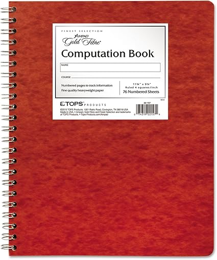 Ampad Computation Book, 4x4 Quad Ruled, 76 Sheets, 11-3/4" x 9-1/4"