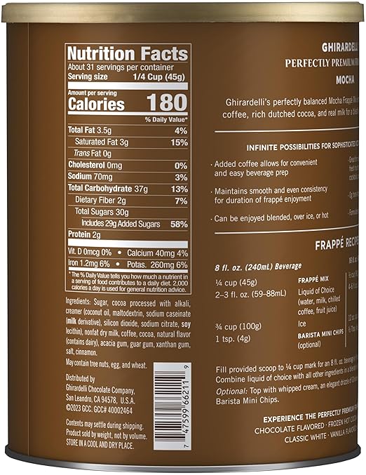 Ghirardelli Mocha Frappe, Powder, 3.12 lb