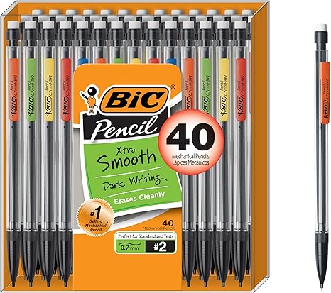 BIC Xtra Smooth Mechanical Pencil with 0.7 mm Medium Point, Refillable and Retractable, 40-Count Pack